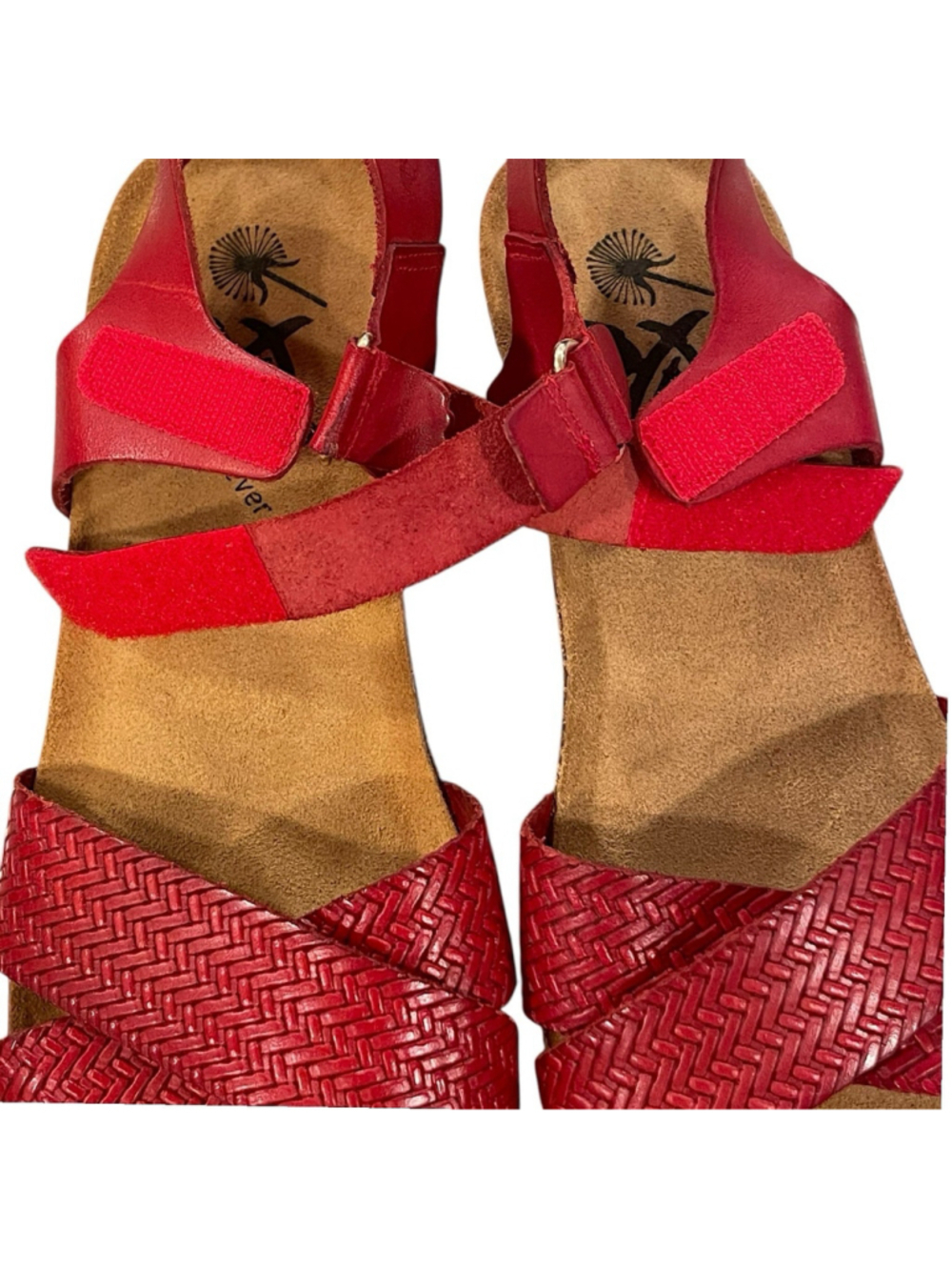 OTBT Womens Size 9M Harriett Woven Criss Cross Cork Wedge Sandal Leather Red - Picture 8 of 14